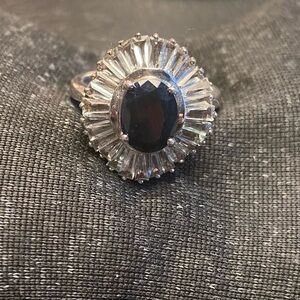 Elegant 925 Silver and Black Spinel Gemstone Ring
